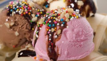 Closeup of an ice cream sundae